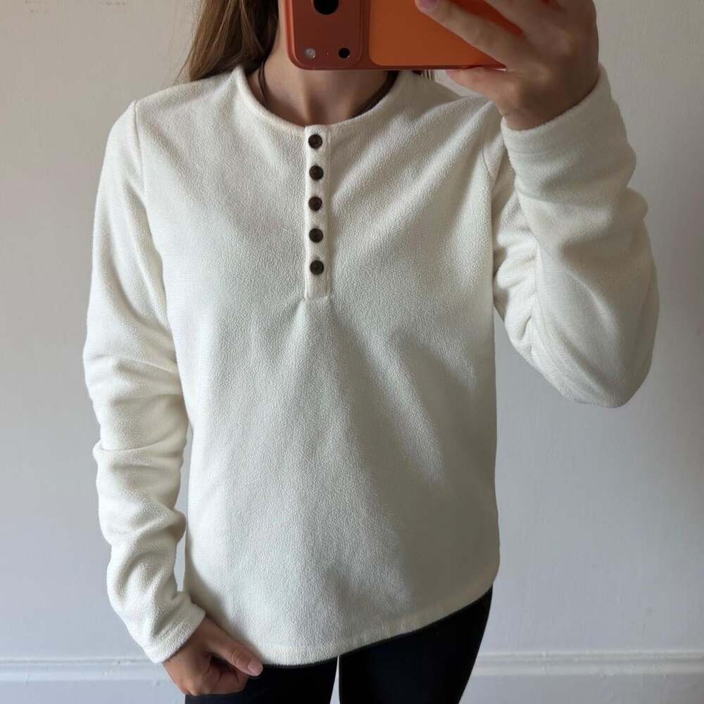 Lands' End Women's White and Cream Jumper